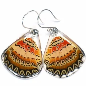 Butterfly earrings, Cethosia Biblis Biblis, bottom wings