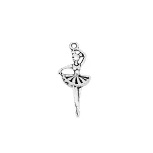 10 Pcs Tibetan Silver Ballet Dancer Ballerina Dance 3D 29mm x 12mm Charms Pendants