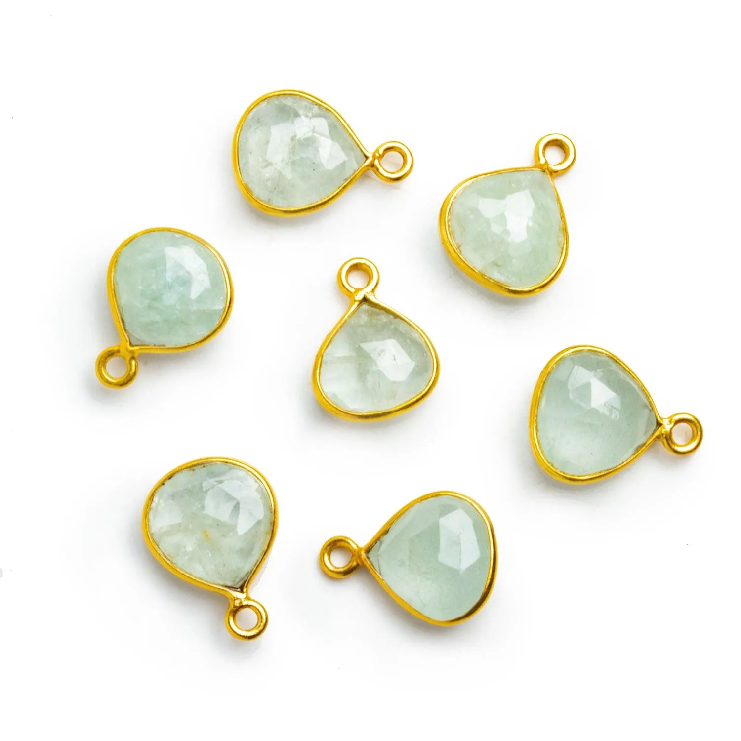 10mm Vermeil Bezeled Aquamarine Heart Pendant 1 Piece