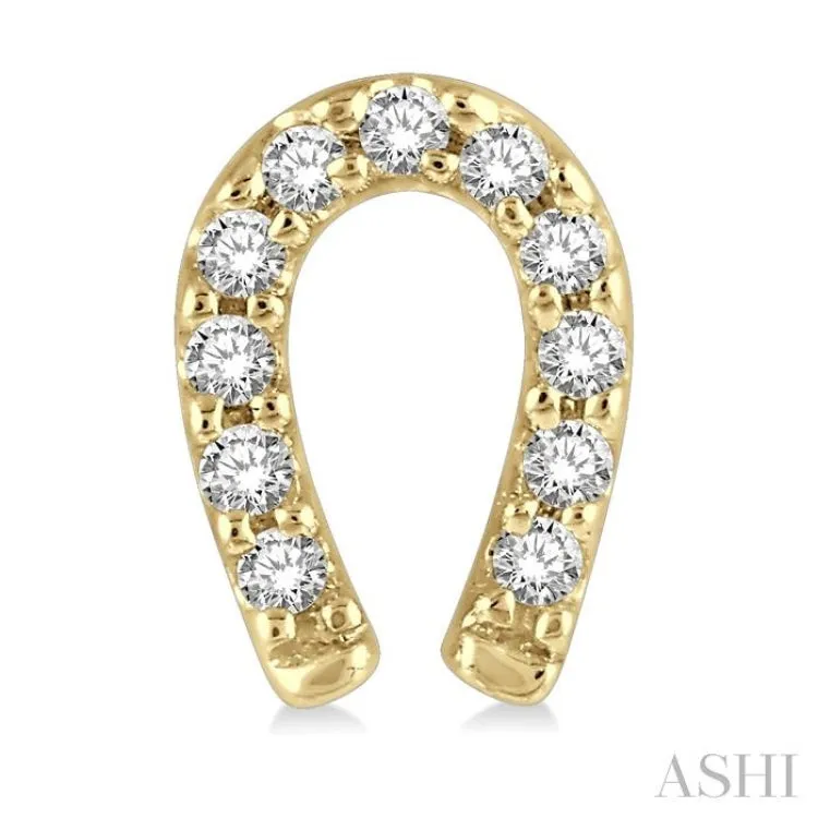 1/10 Ctw Horseshoe Charm Round Cut Diamond Petite Earring in 10K Yellow Gold