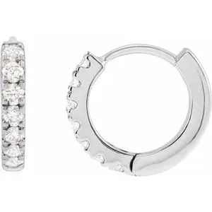 14K White Gold 3/8 CTW Lab-Grown Diamond Hoop Earrings