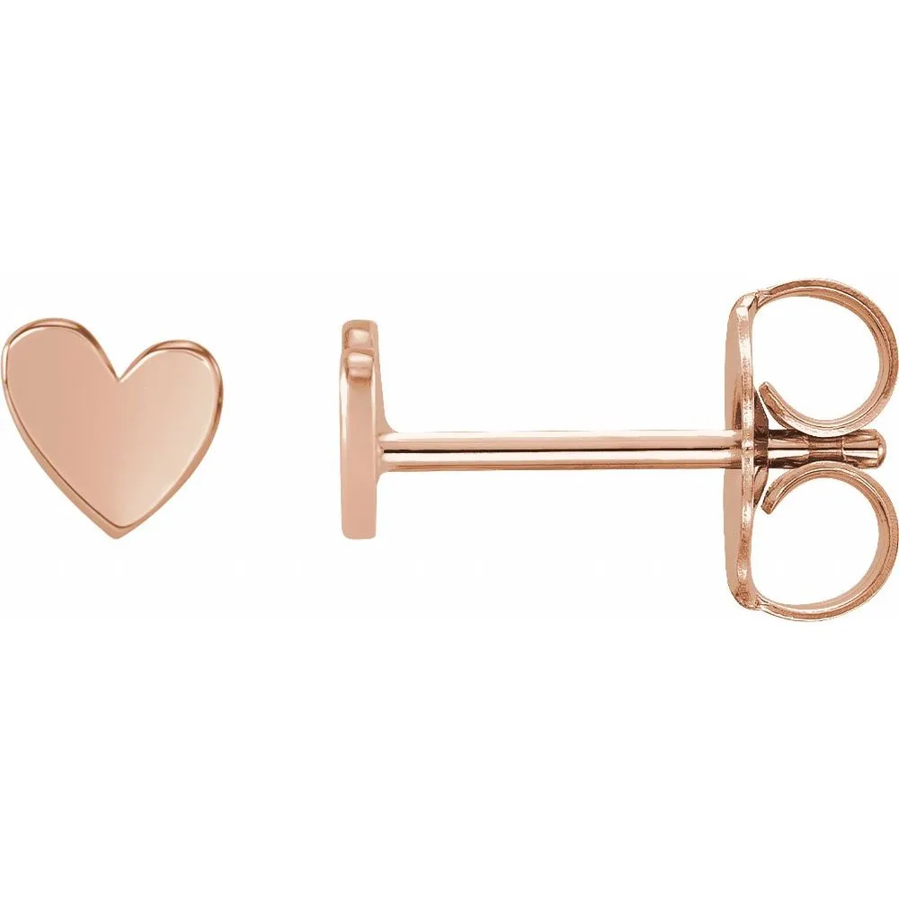 14K Yellow Asymmetrical Heart Earrings