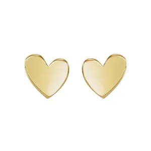 14K Yellow Asymmetrical Heart Earrings