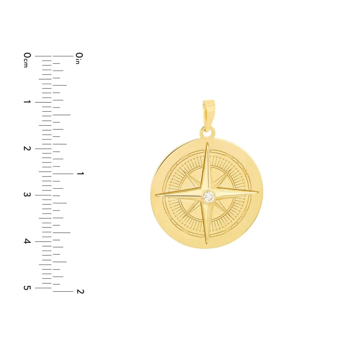 14K Yellow Gold 1/20tcw Diamond Compass Pendant