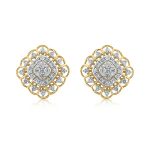 18K YG Women Fancy Diamond Earring-1pair