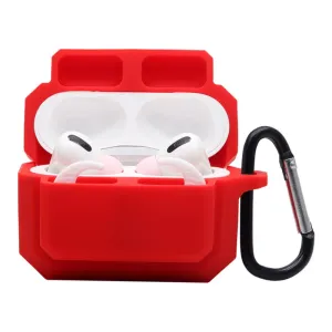 3-in-1 AirPods Pro silicone case with ear tip   carabiner - Red