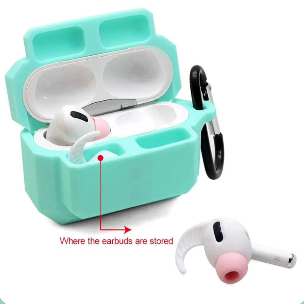 3-in-1 AirPods Pro silicone case with ear tip   carabiner - Red