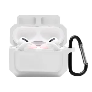 3-in-1 AirPods Pro silicone case with ear tip   carabiner - White