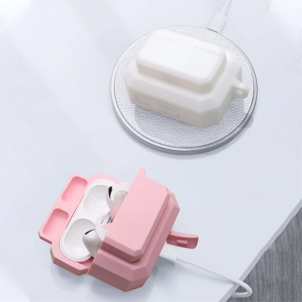 3-in-1 AirPods Pro silicone case with ear tip   carabiner - White