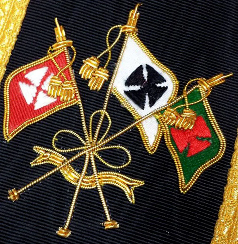 32nd Degree Scottish Rite Collar - Black with Gold and Silver Heavy Embroidery