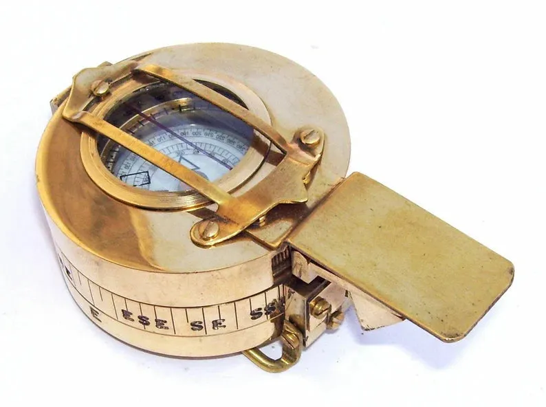 3" Maritime Polished Brass Nautical British Prismatic Military Pocket Compass