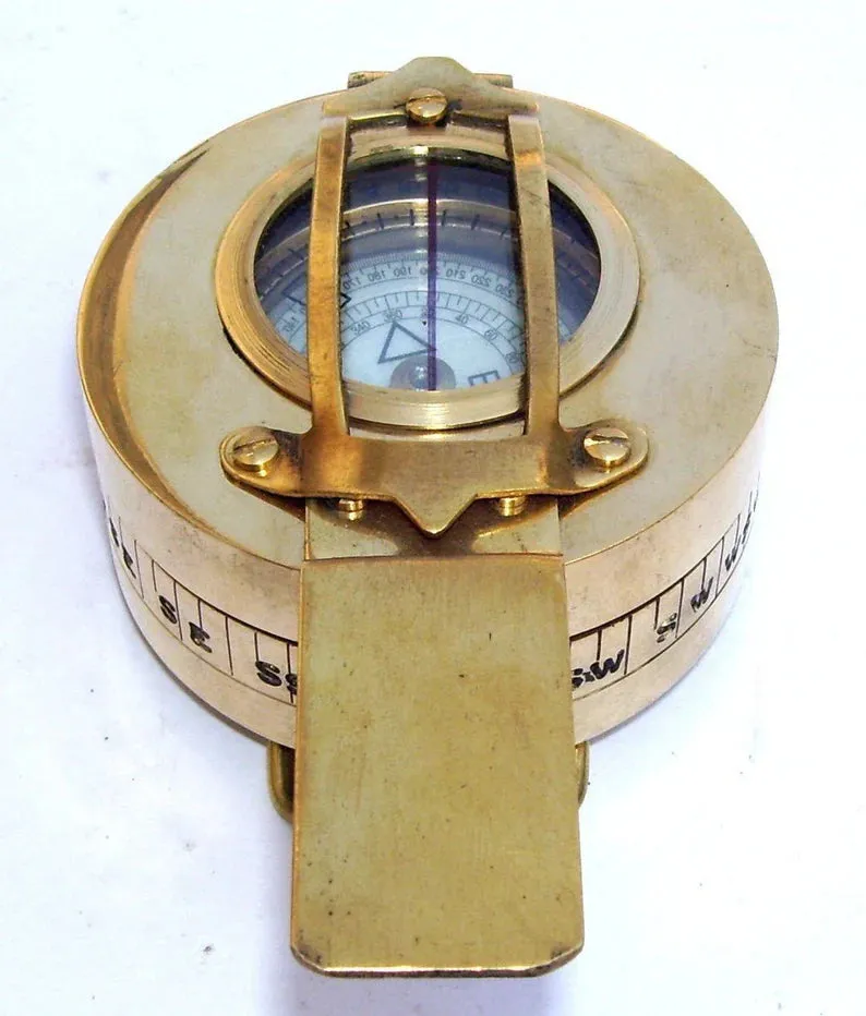 3" Maritime Polished Brass Nautical British Prismatic Military Pocket Compass