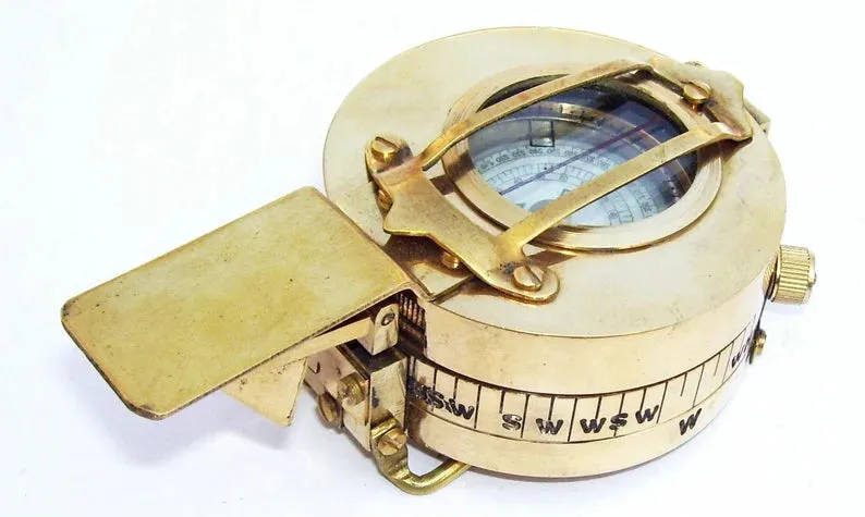 3" Maritime Polished Brass Nautical British Prismatic Military Pocket Compass