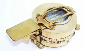 3" Maritime Polished Brass Nautical British Prismatic Military Pocket Compass