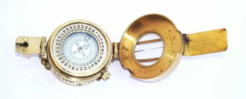 3" Maritime Polished Brass Nautical British Prismatic Military Pocket Compass