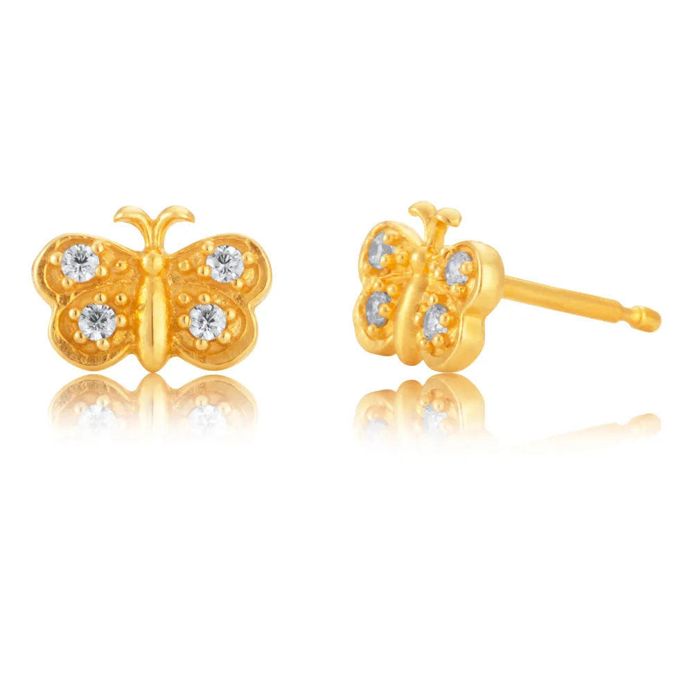 9ct Gold Filled Cubic Zirconia Butterfly Shape Stud Earrings