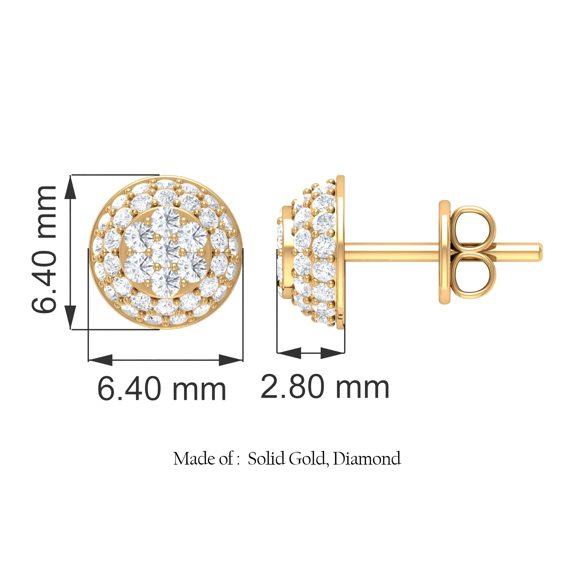 Alluring Diamond Bridal Stud Earring with Screw Back Closure