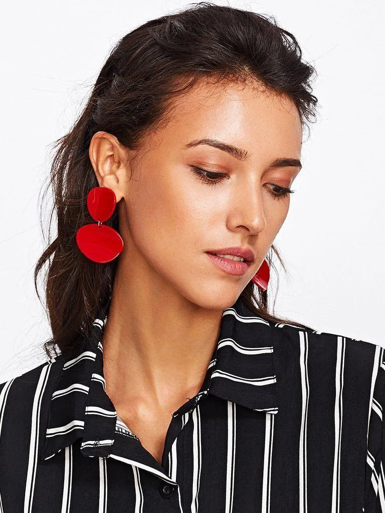 Asymmetrical Double Flake Drop Earrings