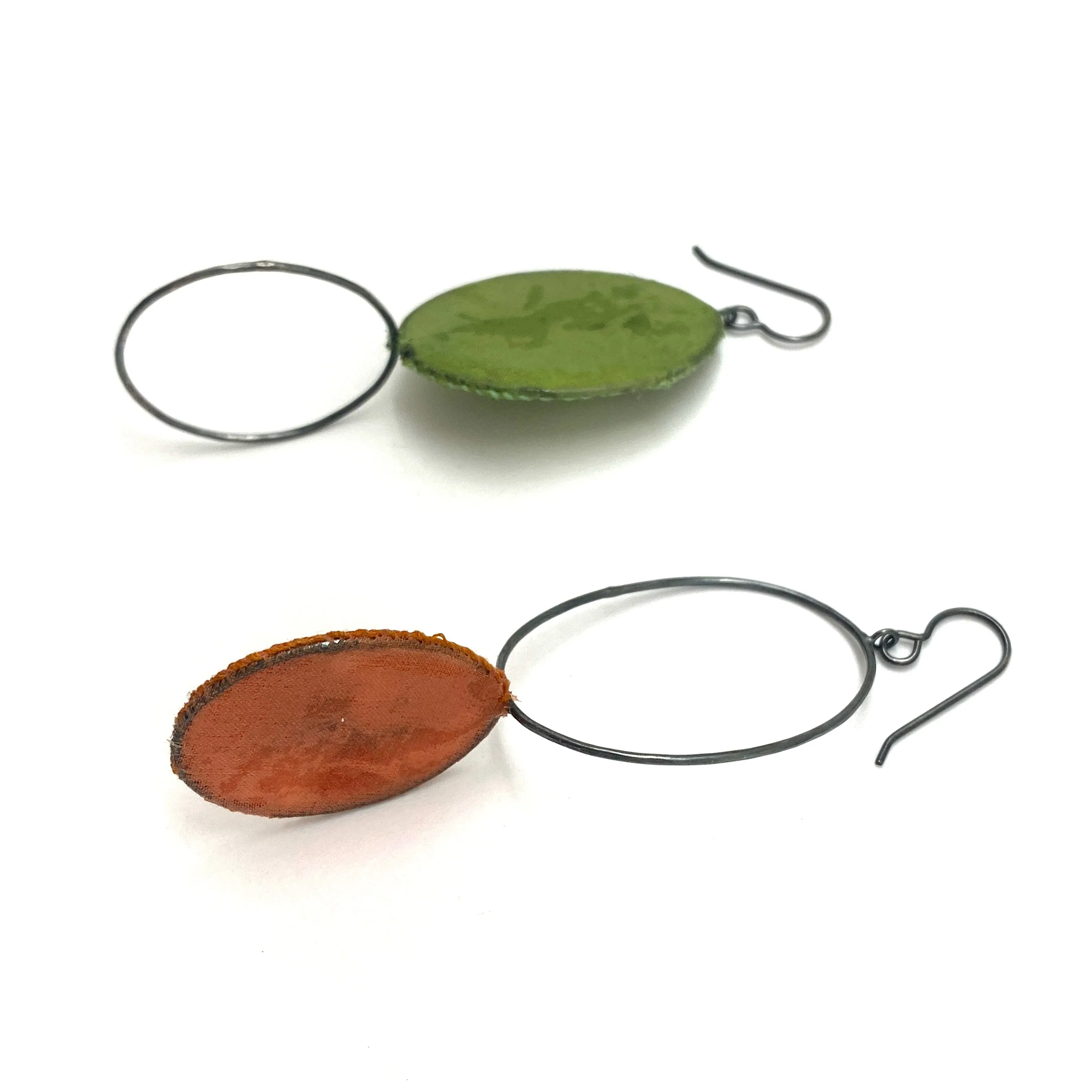 Asymmetrical Green & Ochre Earrings