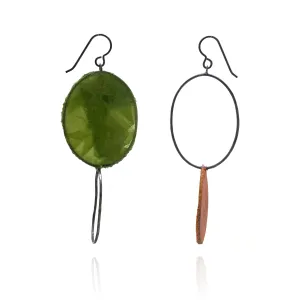 Asymmetrical Green & Ochre Earrings