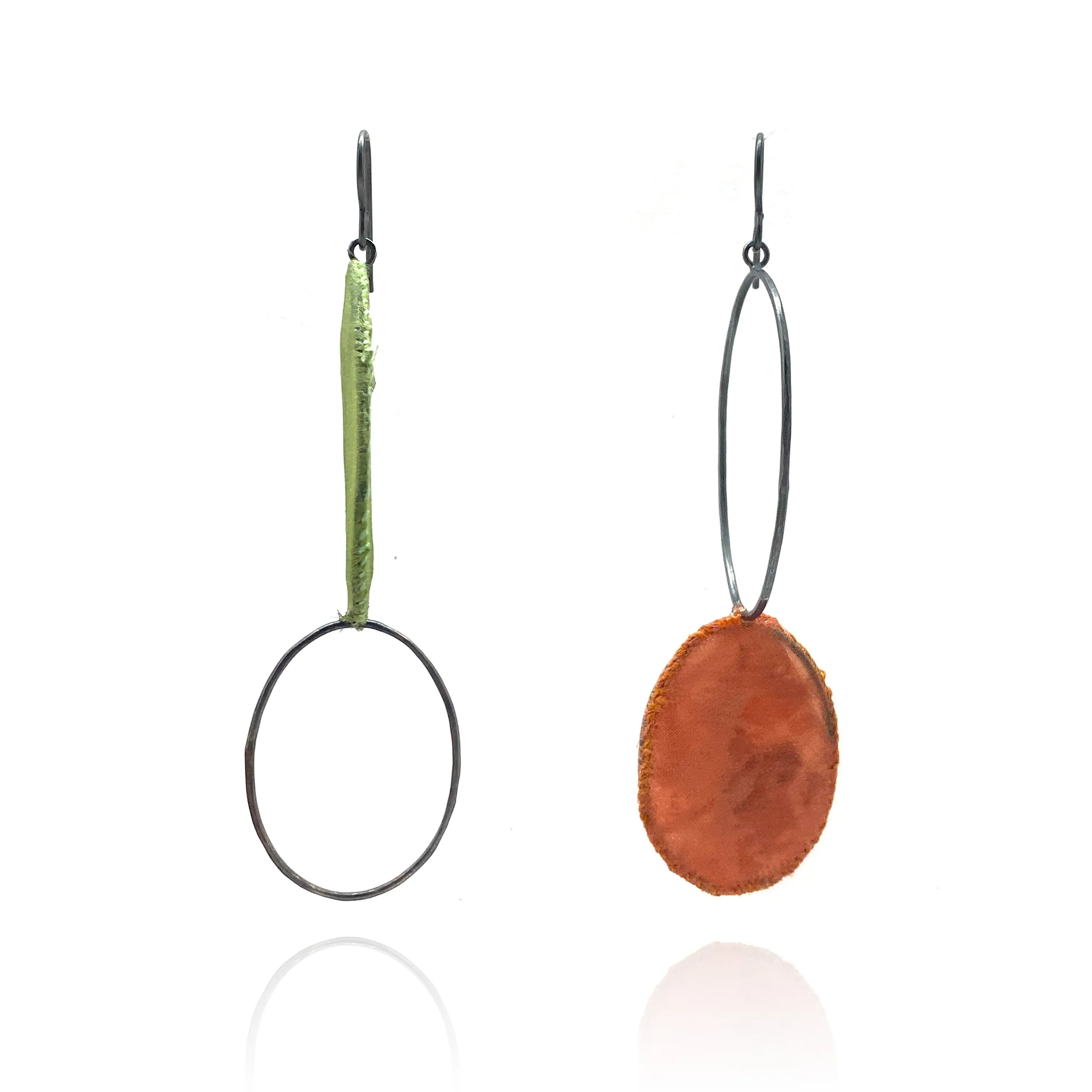 Asymmetrical Green & Ochre Earrings