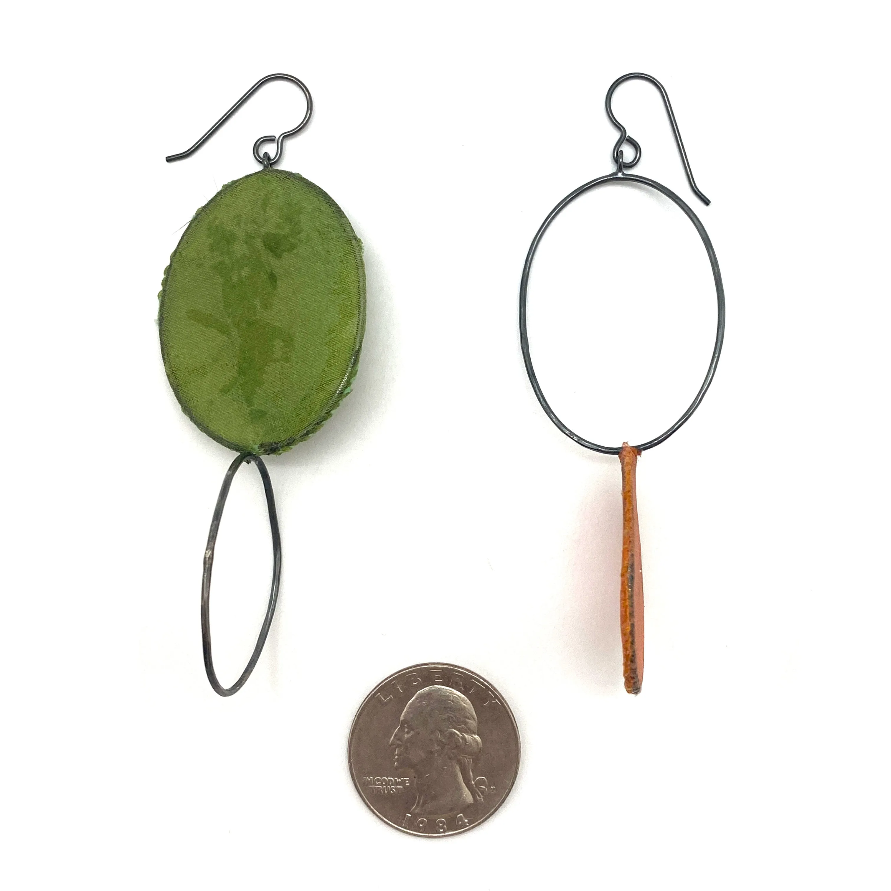 Asymmetrical Green & Ochre Earrings