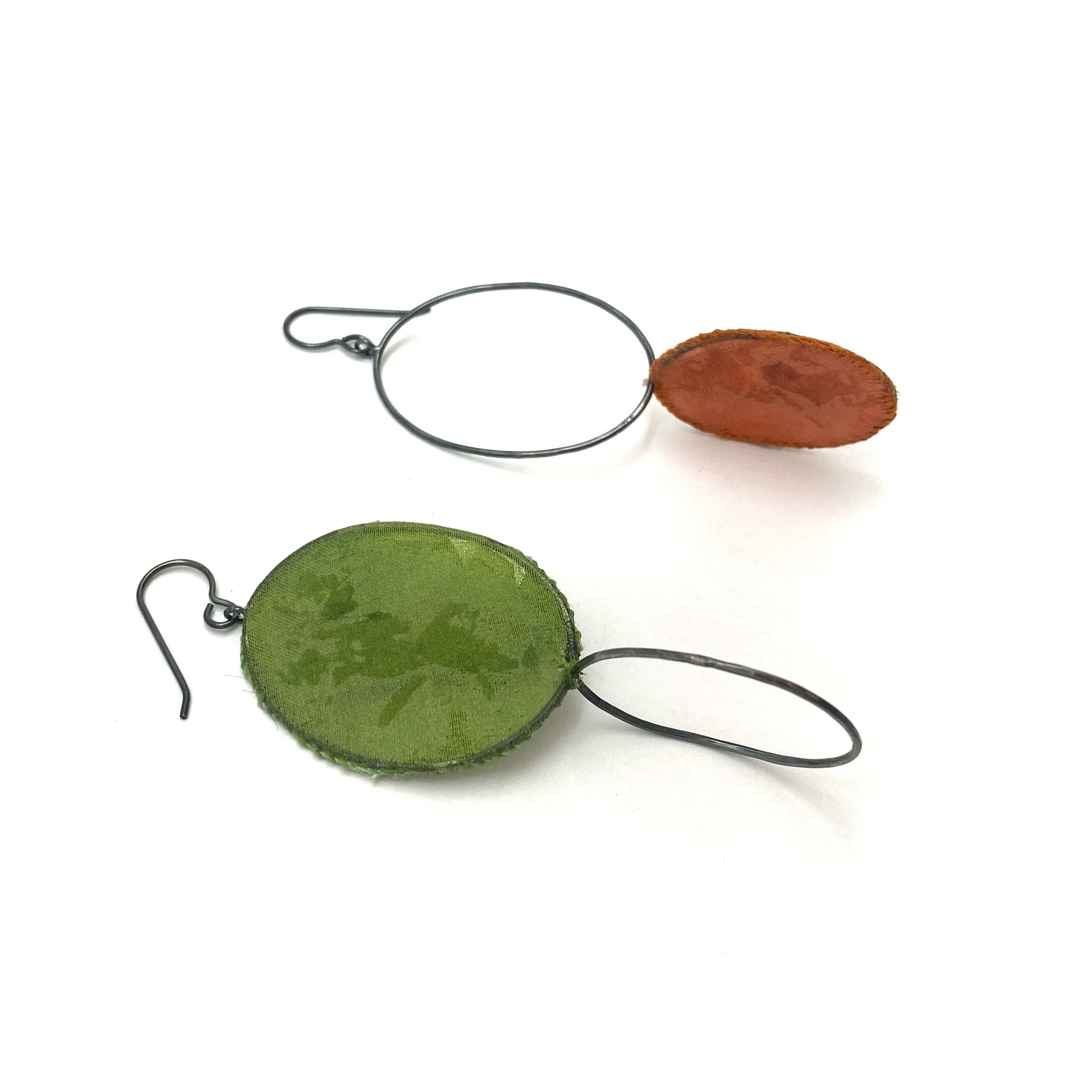 Asymmetrical Green & Ochre Earrings