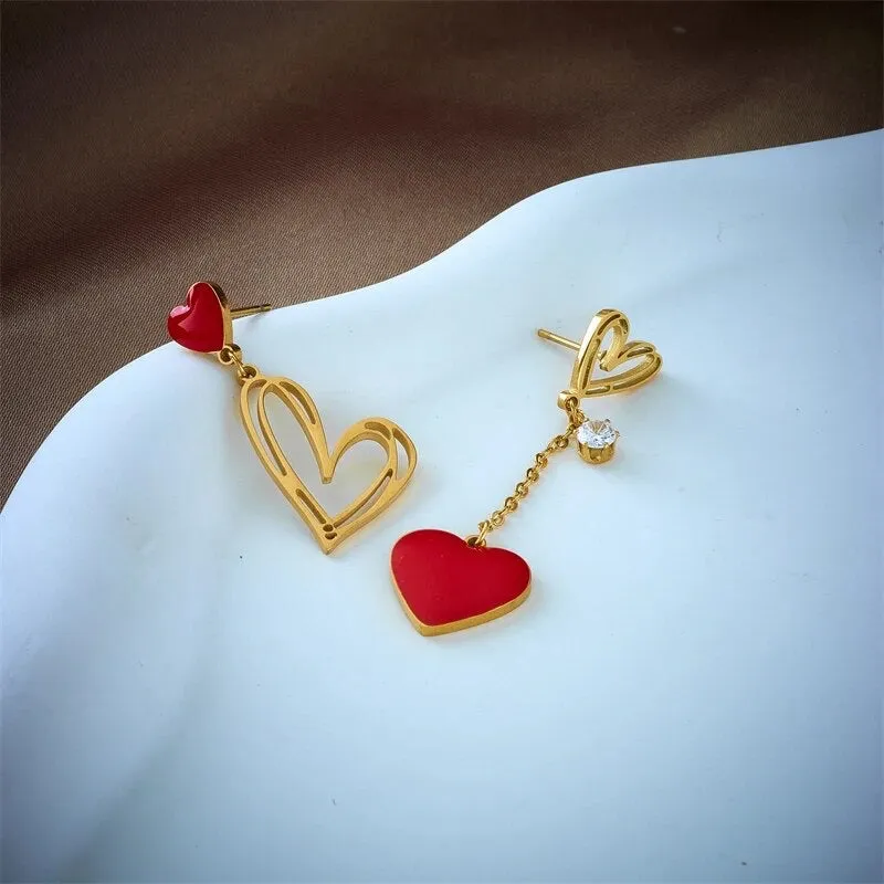 Asymmetrical Heart Drop Earrings