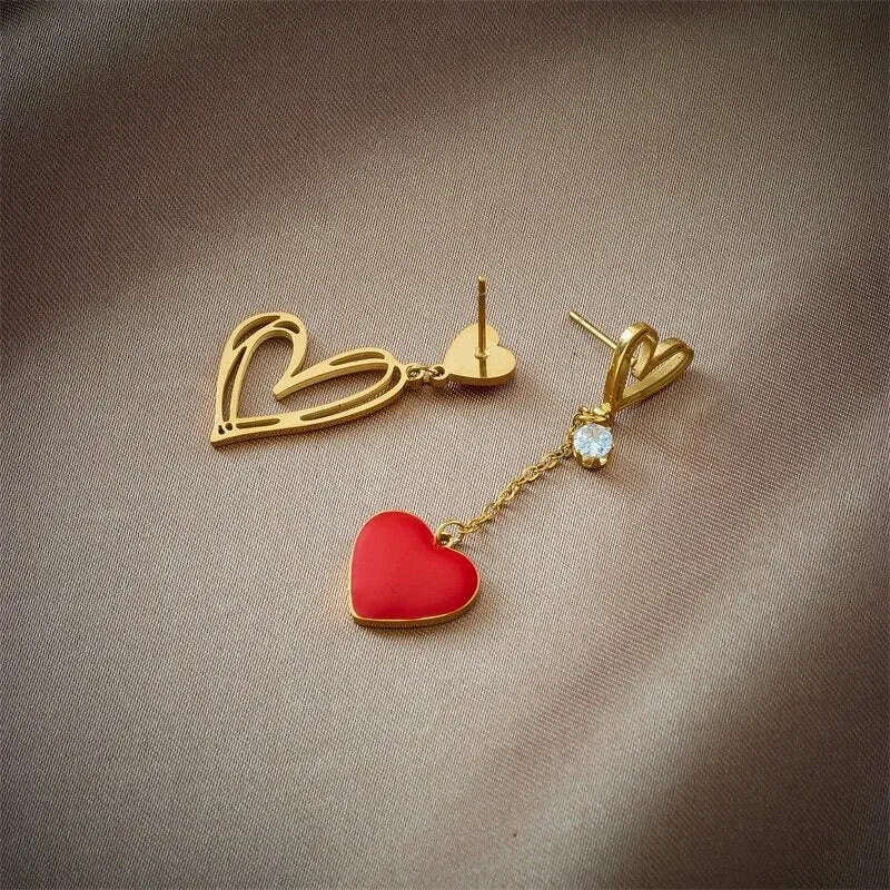 Asymmetrical Heart Drop Earrings