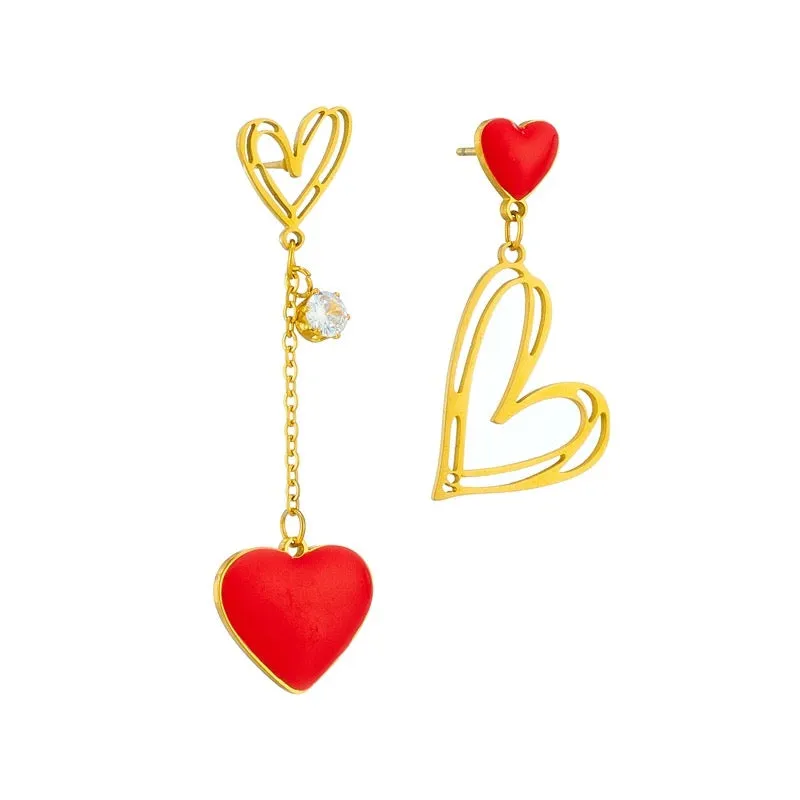 Asymmetrical Heart Drop Earrings