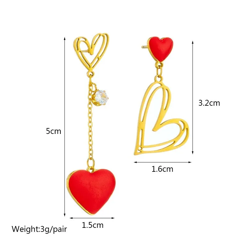 Asymmetrical Heart Drop Earrings