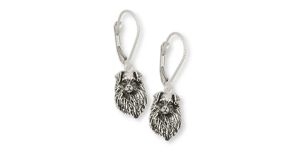 Australian Shepherd Earrings Jewelry Sterling Silver Handmade Dog Earrings AU8D-FW