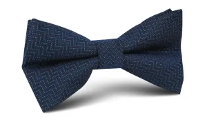 Aztec Blue Herringbone Bow Tie