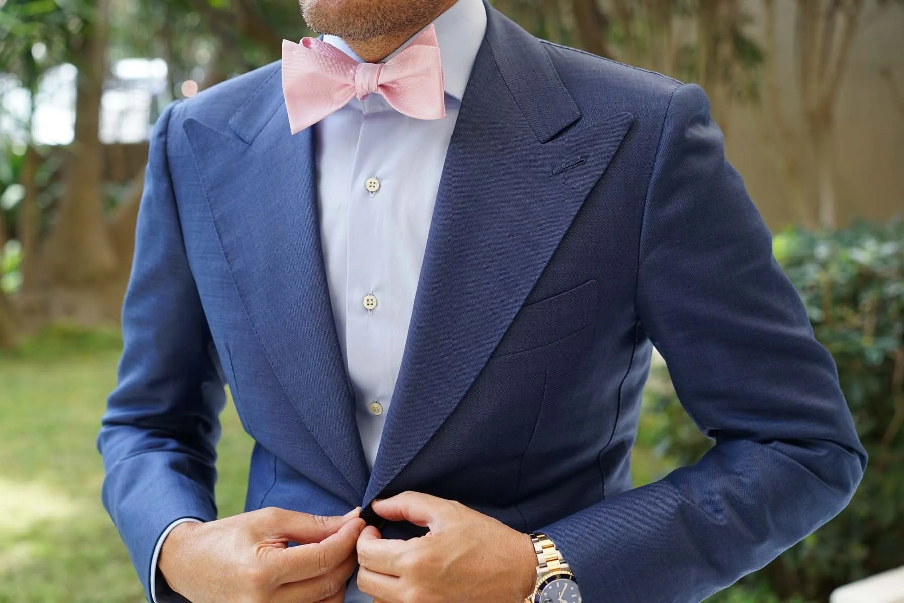 Baby Pink Self Tie Bow Tie