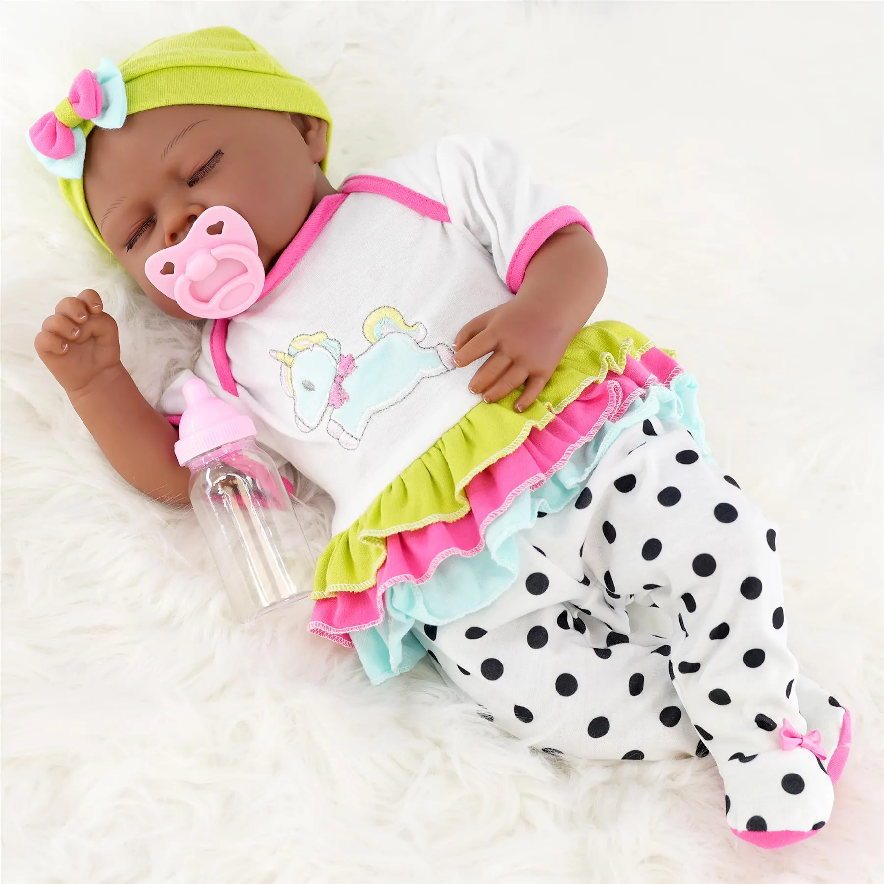 BiBi Black Doll Reborn Ethnic Sleeping Girl "Fay" (50 cm / 20")