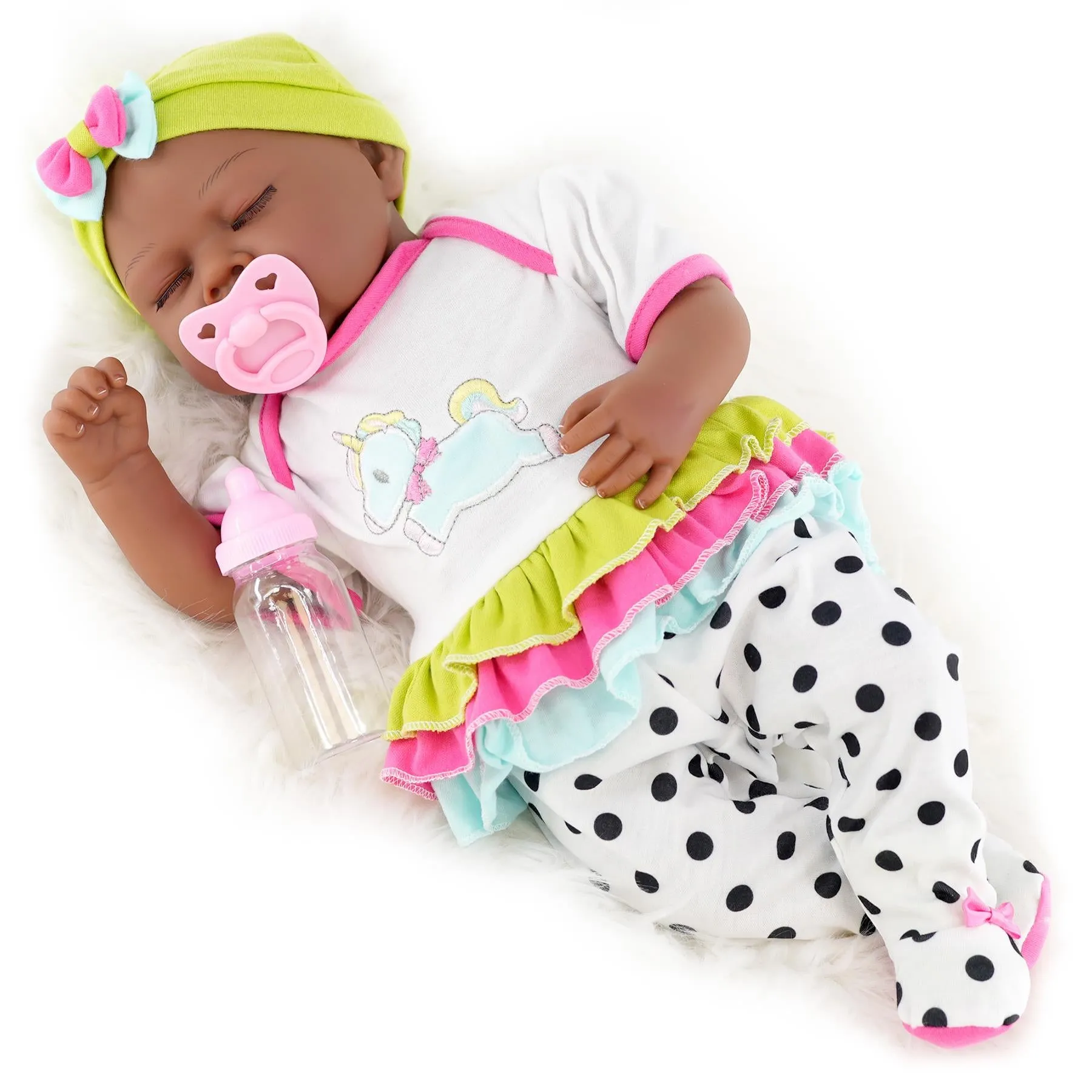 BiBi Black Doll Reborn Ethnic Sleeping Girl "Fay" (50 cm / 20")