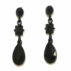 Black Faceted Jewel Drop Earrings