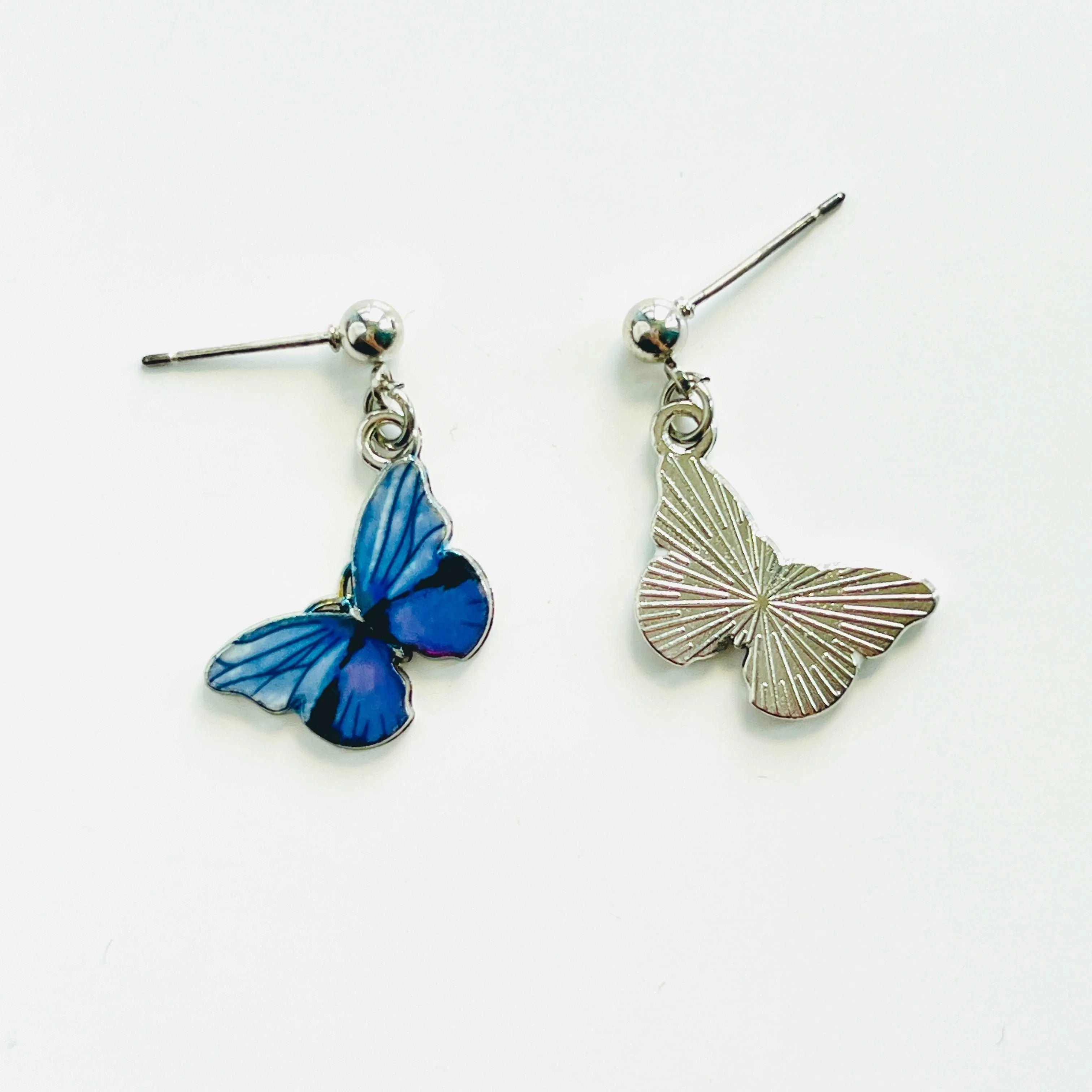 Blue / Purple Butterfly Drop Earrings