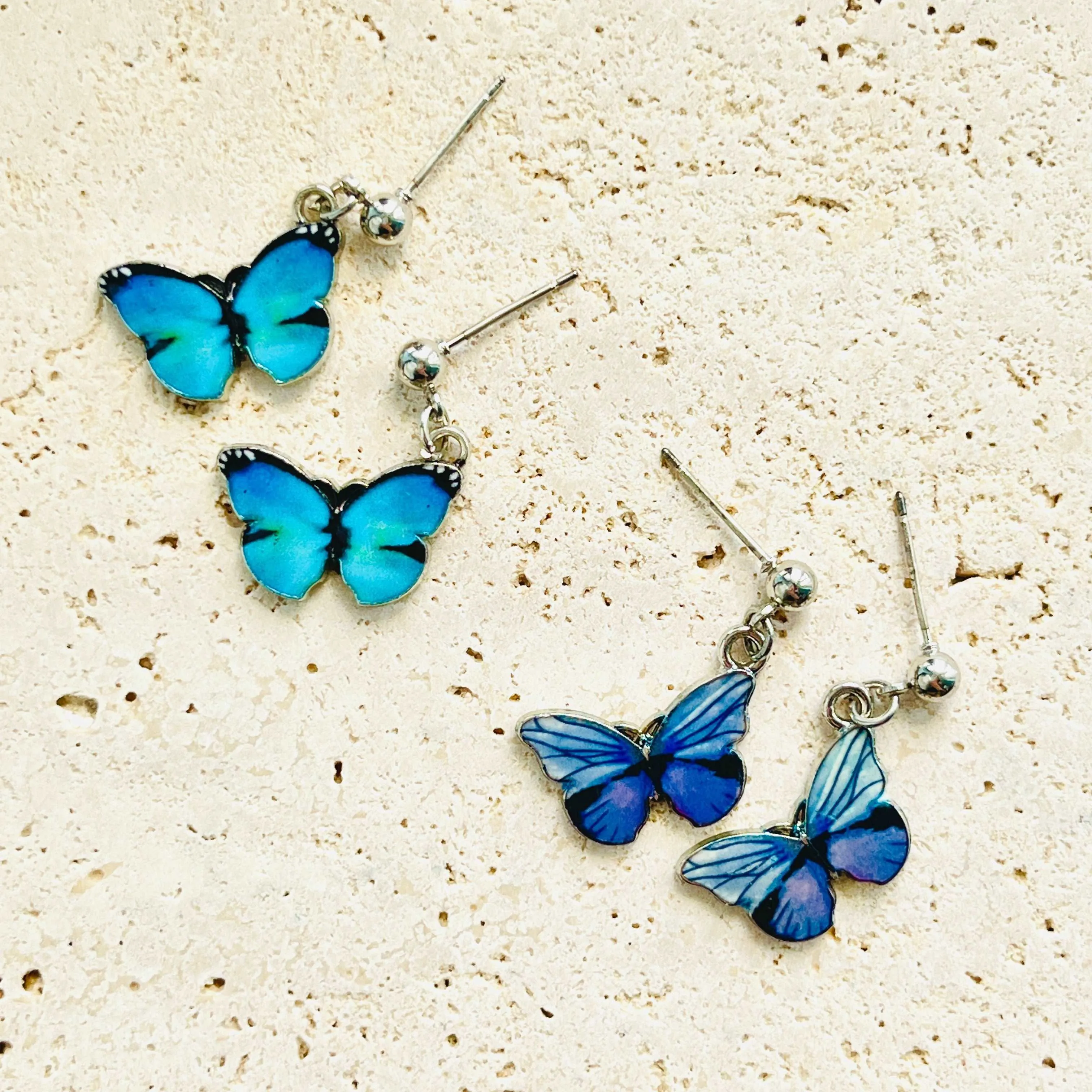 Blue / Purple Butterfly Drop Earrings