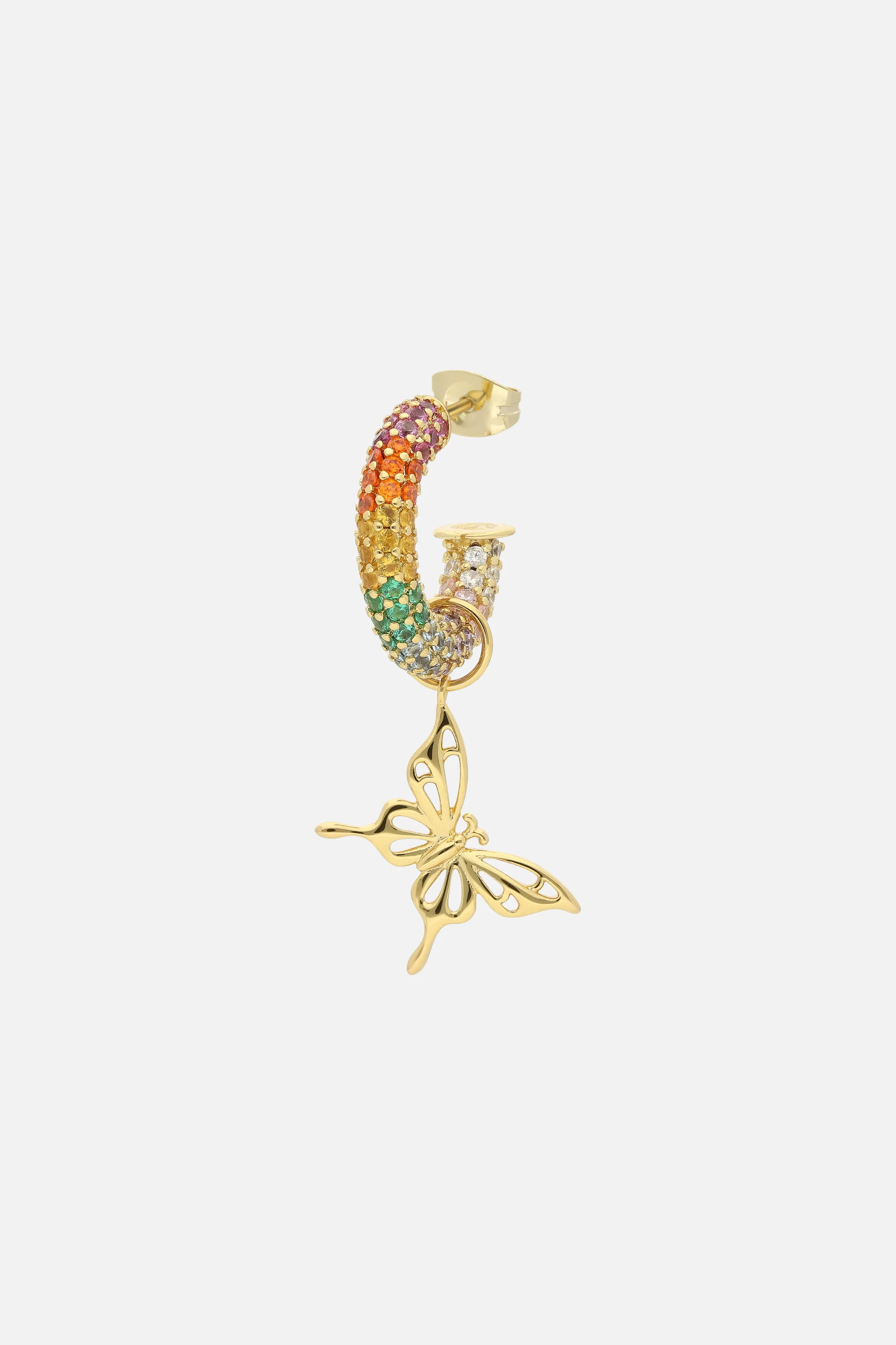 BUTTERFLY RAINBOW HOOP EARRINGS