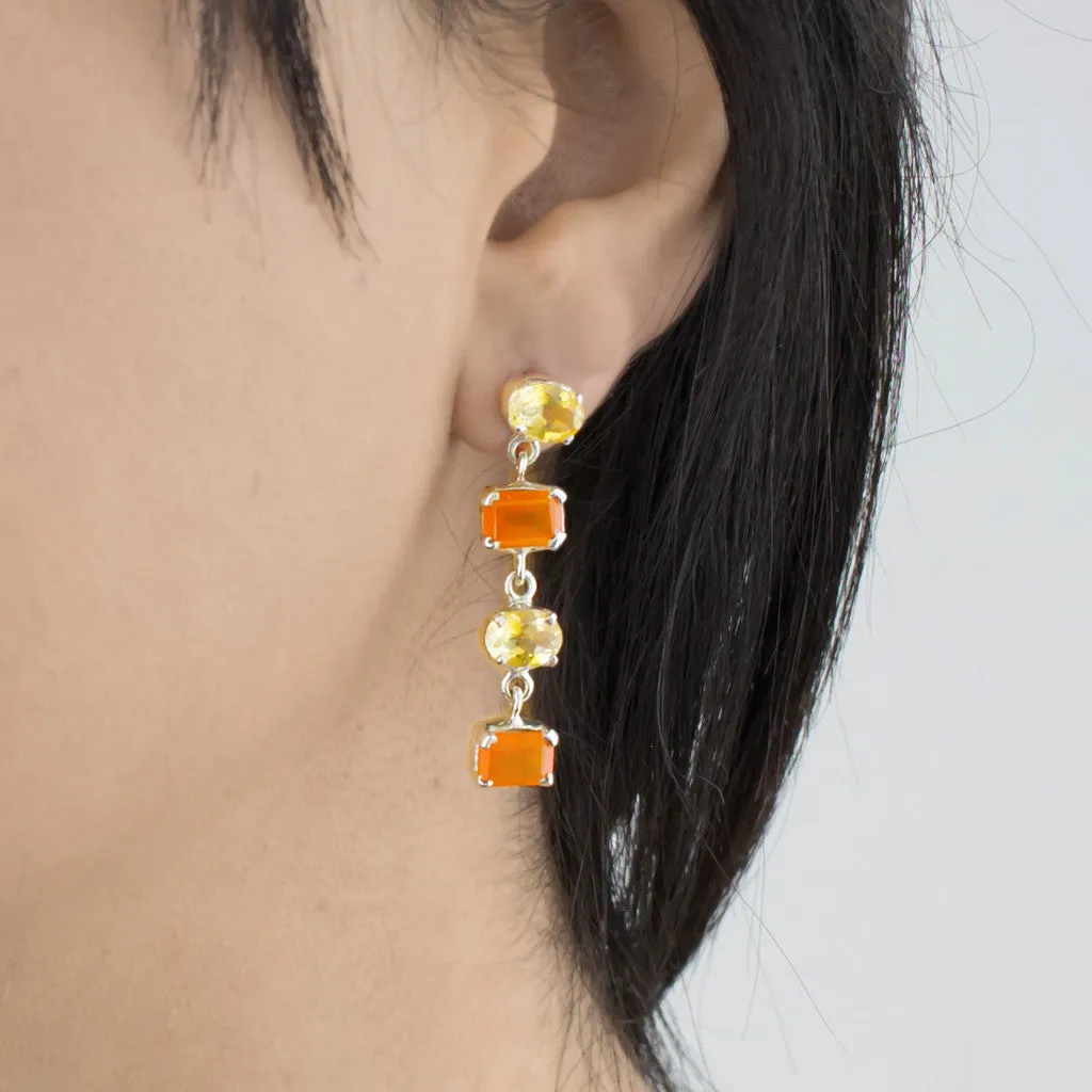 Carnelian & Citrine Drop Earrings