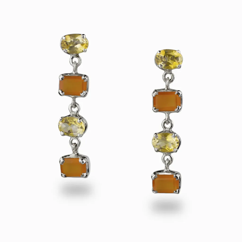 Carnelian & Citrine Drop Earrings