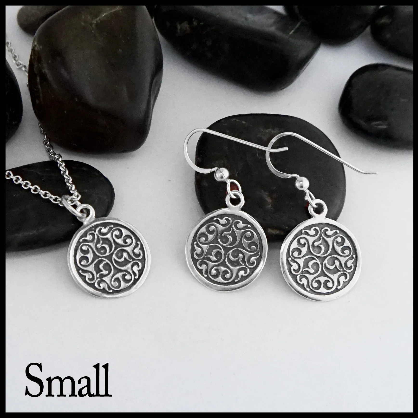 Celtic Spiral Triskele Pendant and Earring Set