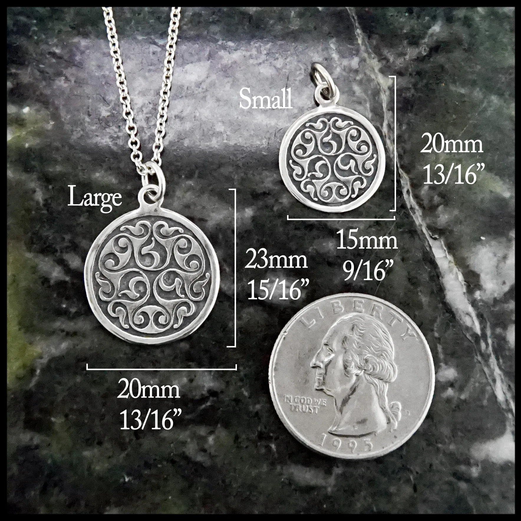 Celtic Spiral Triskele Pendant and Earring Set