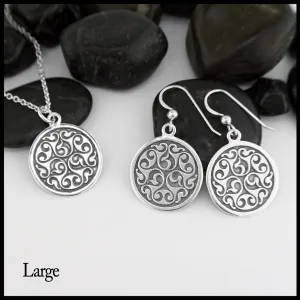 Celtic Spiral Triskele Pendant and Earring Set