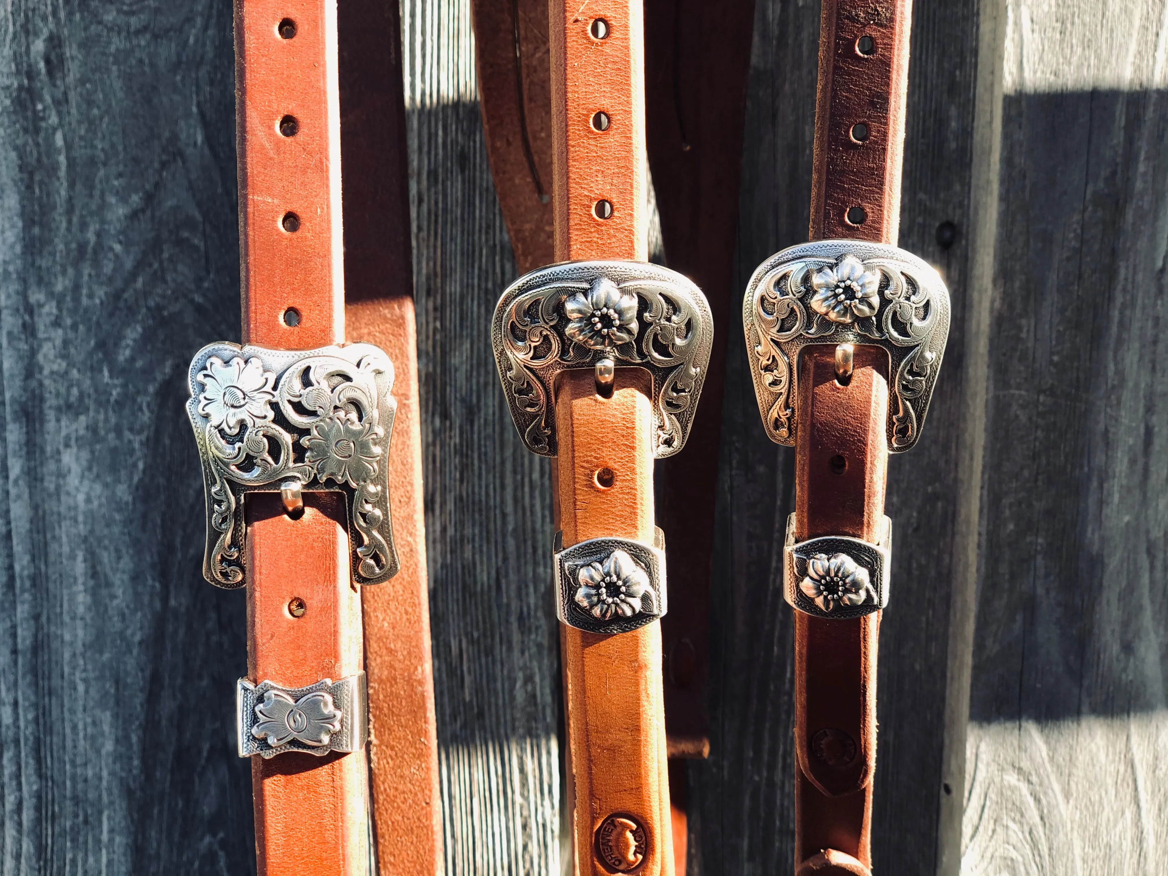 Cheaney Split Ear Headstall w/ Floral Buckle