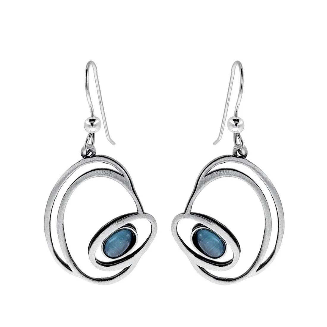 Christophe Poly Asymmetrical Ovals With Blue Earrings