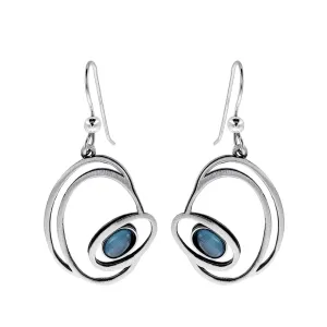 Christophe Poly Asymmetrical Ovals With Blue Earrings