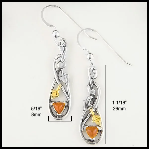 Citrine and Ivy Drop Earrings