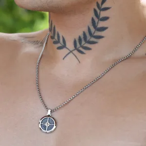 Cleanto Stainless Steel Chain Necklace with Compass Pendant